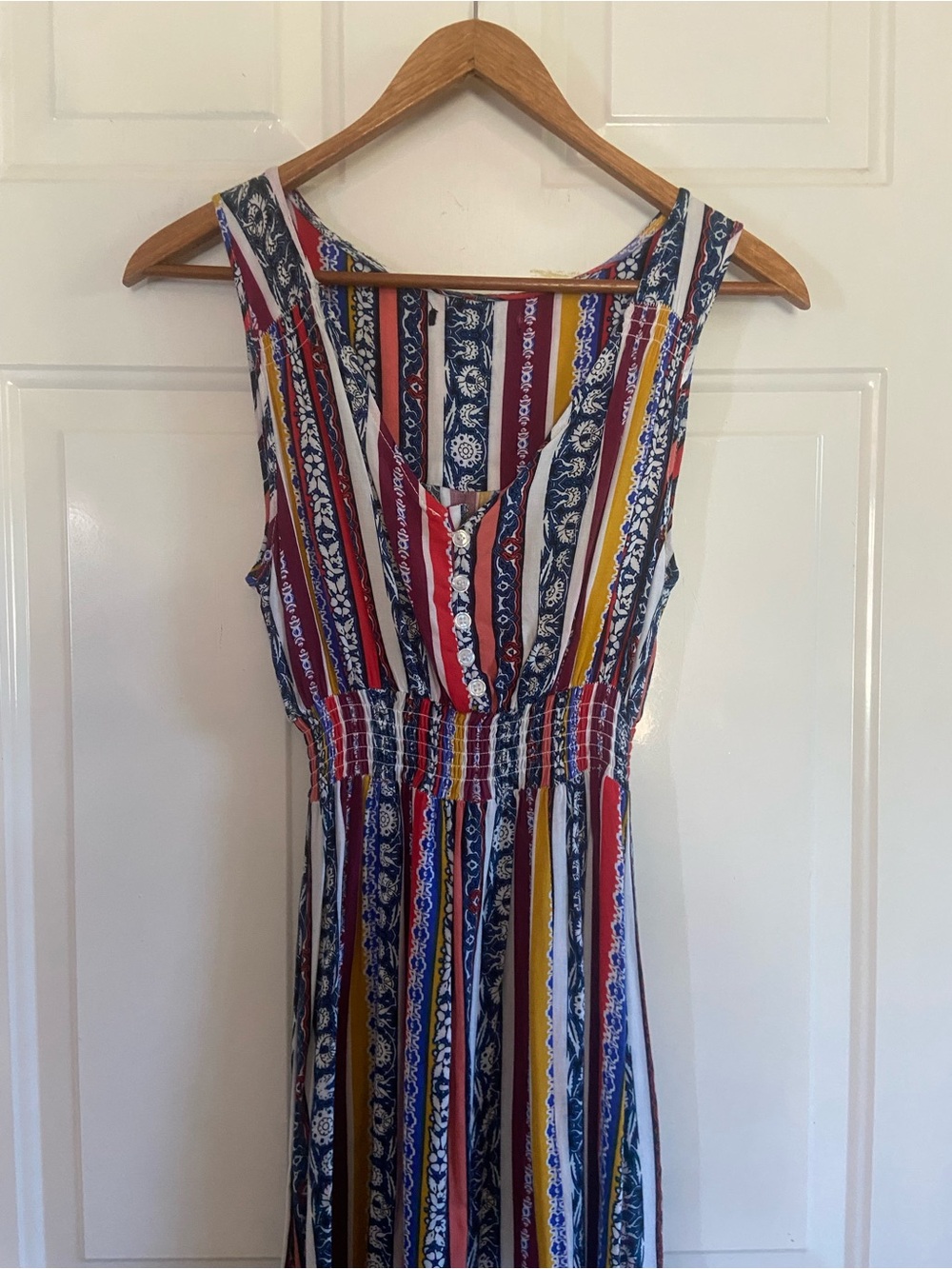 Patriotic Americana Maxi Dress Red White Blue Boho Festival Cottagecore XS